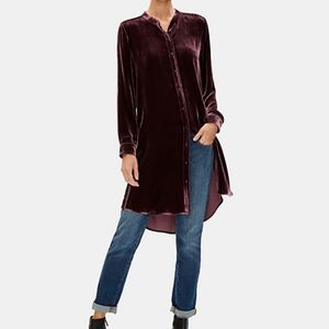 Eileen Fisher VELVET MANDARIN LONG button …